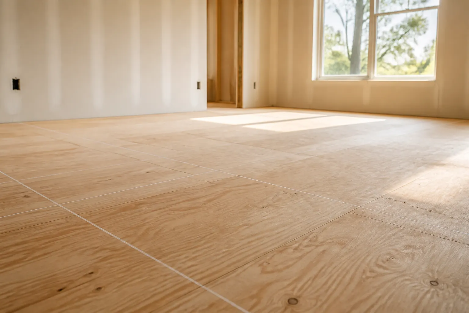 Subfloor exposed and prepared before new boards are laid